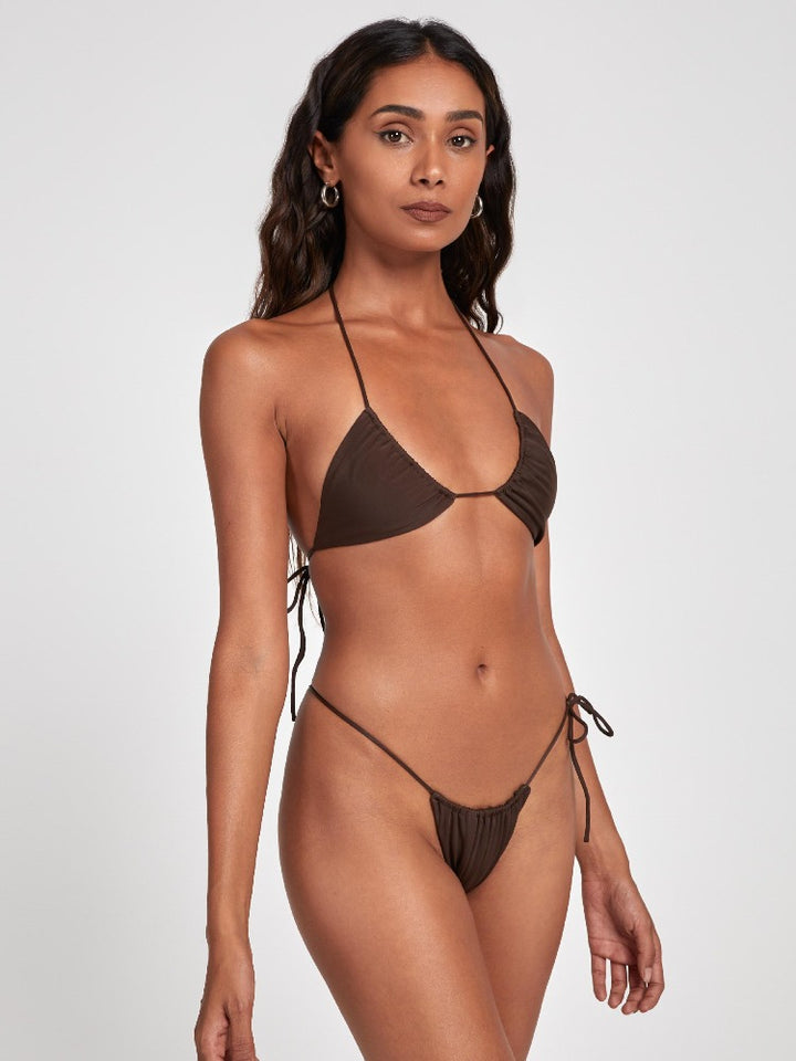 Salty Nips' Amaria Micro Bikini in Coco: our tiniest yet. With an asymmetrical cut and full adjustability, it's a beach and day club sensation.
